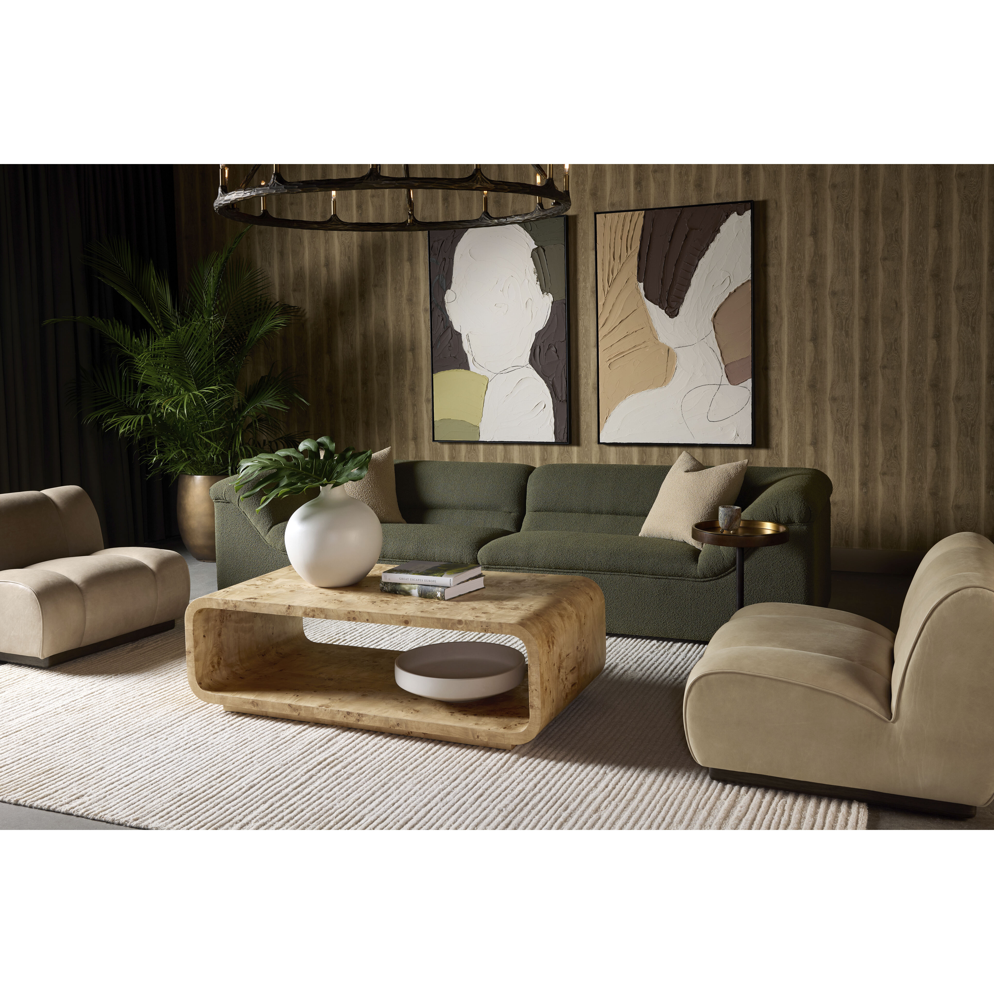 Blaise Sahara Sand Leather Swivel Lounge Chair, Swivel